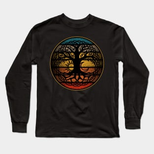 Vintage Tree of Life Sun and Moon Celtic Knot Long Sleeve T-Shirt